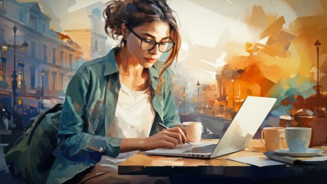 ai generated, woman, laptop