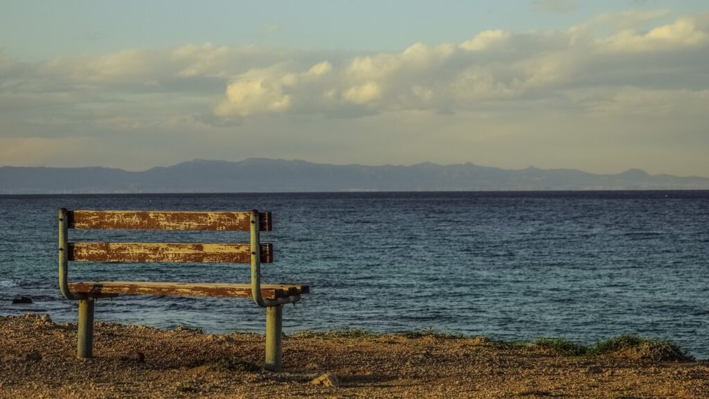 bench, seaside, sea